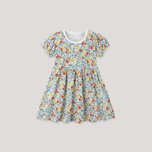 MyKids-USA® Cute Floral Pattern Short Sleeves Dress for Stylish Girls