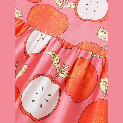 MyKids-USA® Cute Cartoon Apples Pattern Fly Sleeves Dress for Stylish Girls