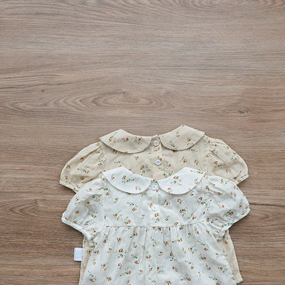 MyKids-USA® Baby Kids Girls Short Sleeves Peter Pan Collar Top and Shorts Floral Clothing Set