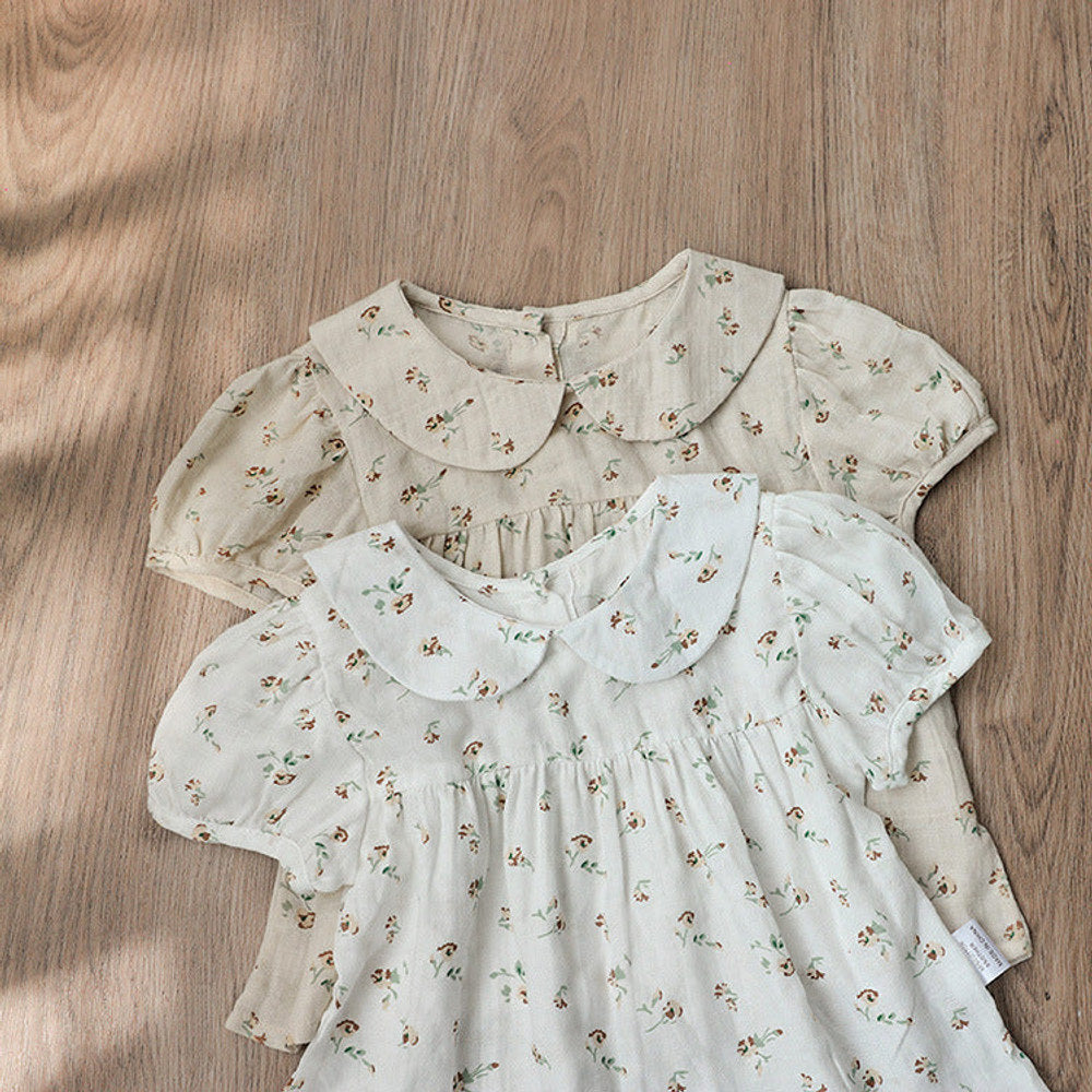 MyKids-USA® Baby Kids Girls Short Sleeves Peter Pan Collar Top and Shorts Floral Clothing Set