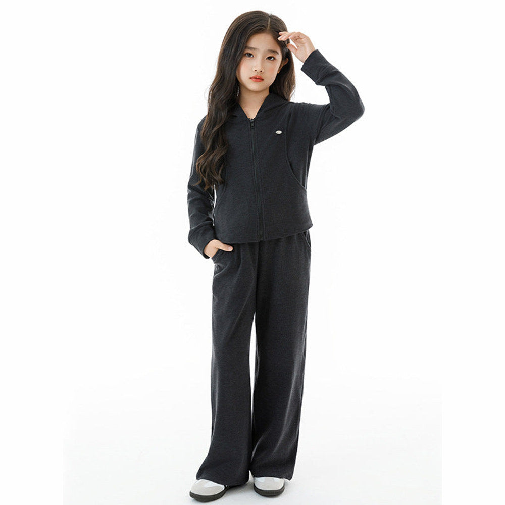 MyKids-USA® Kids Girls Long Sleeves Plain Zip-up Hoodie and Black Pants Clothing Set