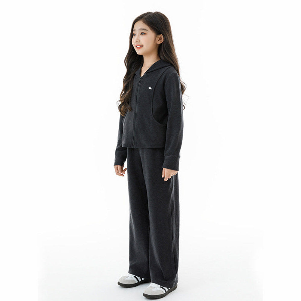 MyKids-USA® Kids Girls Long Sleeves Plain Zip-up Hoodie and Black Pants Clothing Set