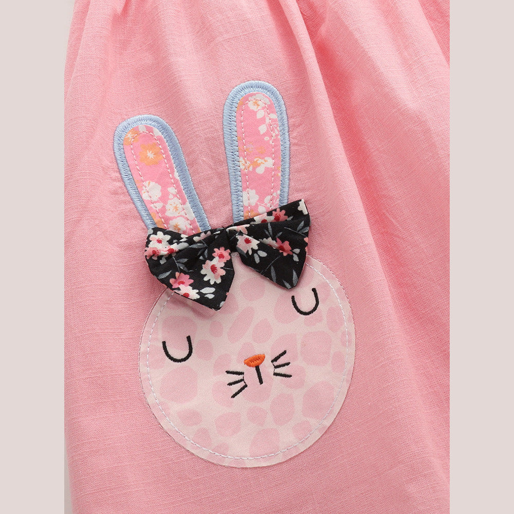 MyKids-USA® Cute Cartoon Rabbits Pattern Fly Sleeves Dress for Stylish Girls