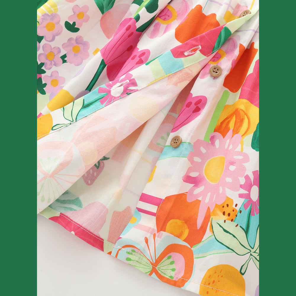 MyKids-USA® Cute Flowers Pattern Short Sleeves Dress for Stylish Girls