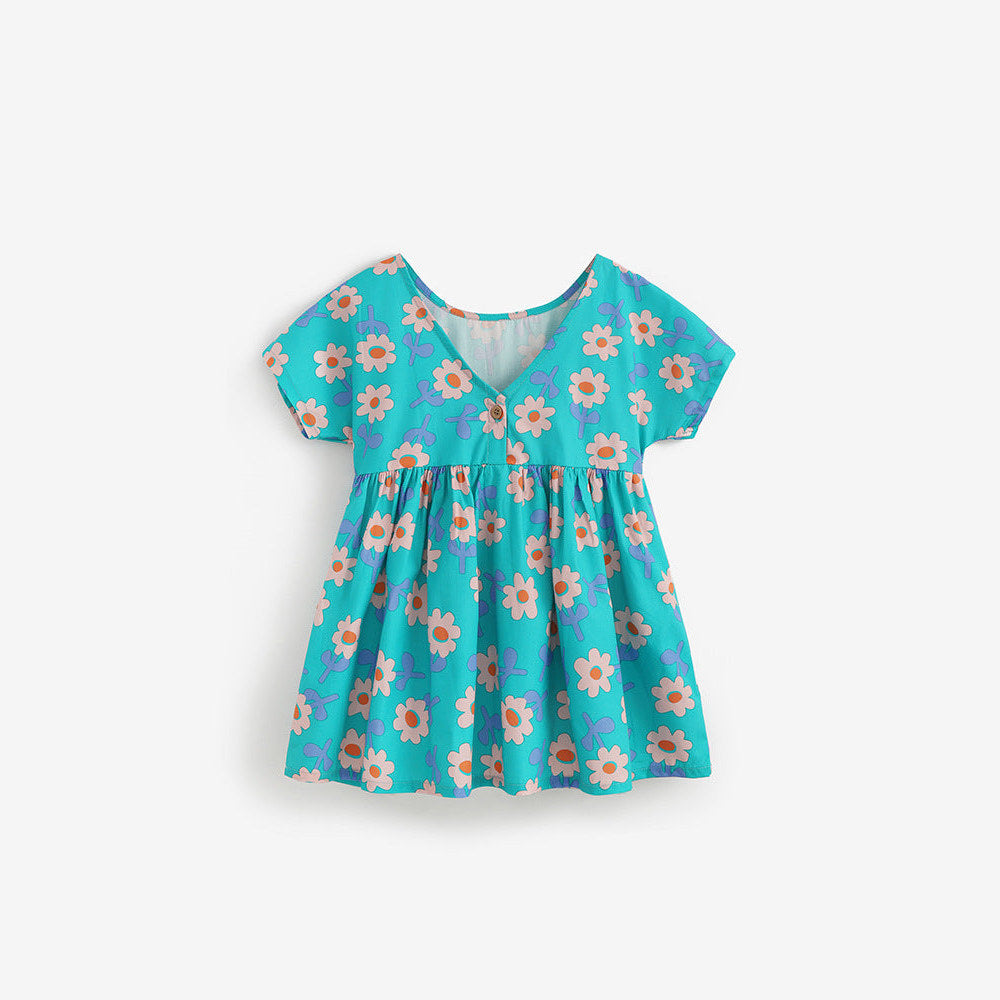 MyKids-USA® Cute Flowers Pattern Short Sleeves Dress for Stylish Girls
