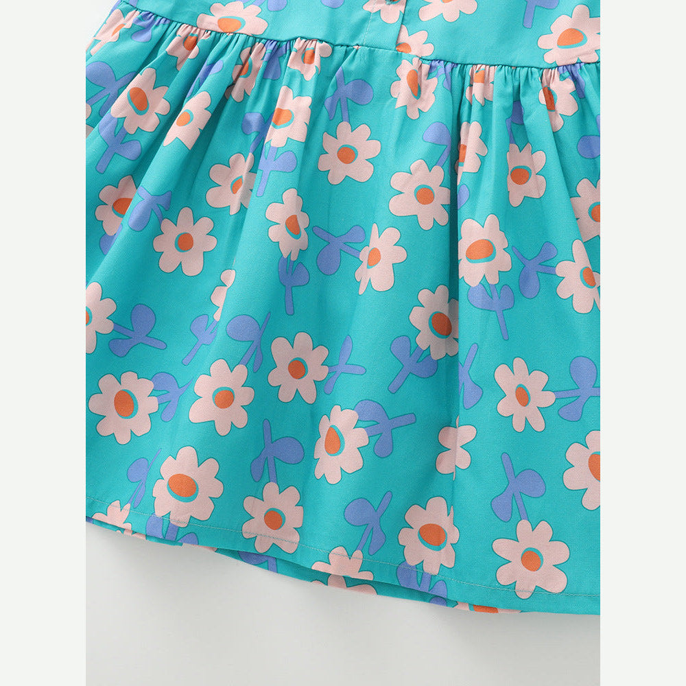 MyKids-USA® Cute Flowers Pattern Short Sleeves Dress for Stylish Girls
