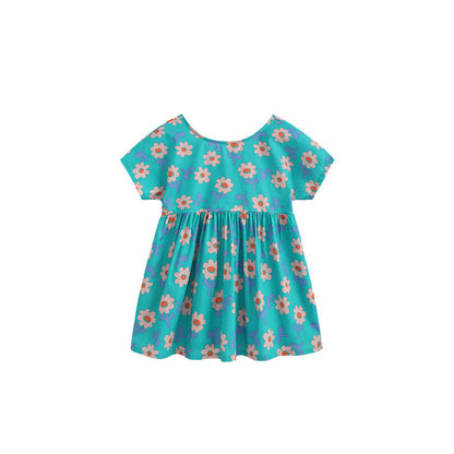 MyKids-USA® Cute Flowers Pattern Short Sleeves Dress for Stylish Girls