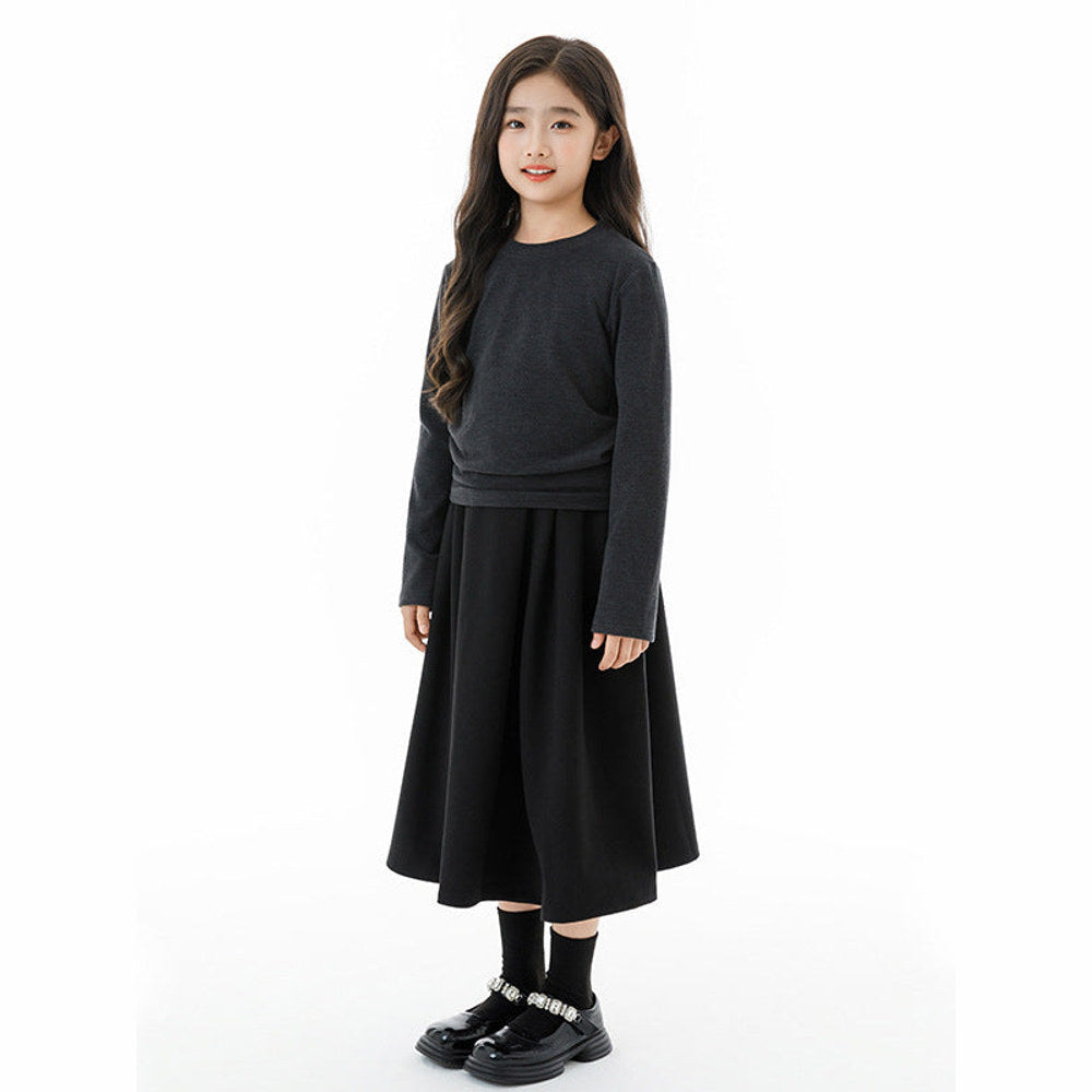 MyKids-USA® Kids Girls Grey Top, Black Sleeveless Vest and Skirt Clothing Set