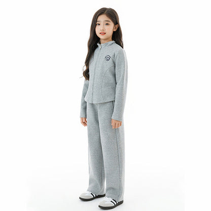 MyKids-USA® Kids Girls Long Sleeves Preppy Pattern Coat and Plain Pants Clothing Set