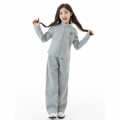 MyKids-USA® Kids Girls Long Sleeves Preppy Pattern Coat and Plain Pants Clothing Set
