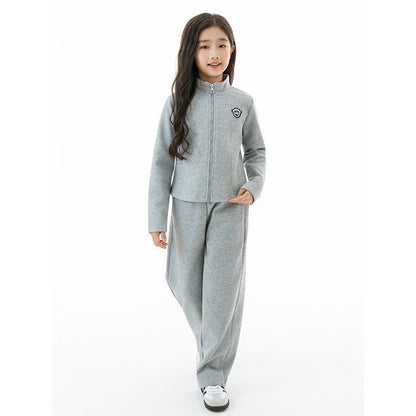 MyKids-USA® Kids Girls Long Sleeves Preppy Pattern Coat and Plain Pants Clothing Set