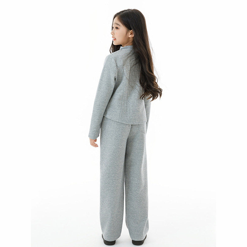 MyKids-USA® Kids Girls Long Sleeves Preppy Pattern Coat and Plain Pants Clothing Set