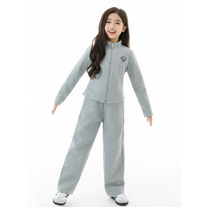 MyKids-USA® Kids Girls Long Sleeves Preppy Pattern Coat and Plain Pants Clothing Set
