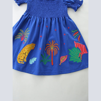 Summer Hot Selling Cute Cartoon Pattern Short Sleeves Dress for Stylish Girls