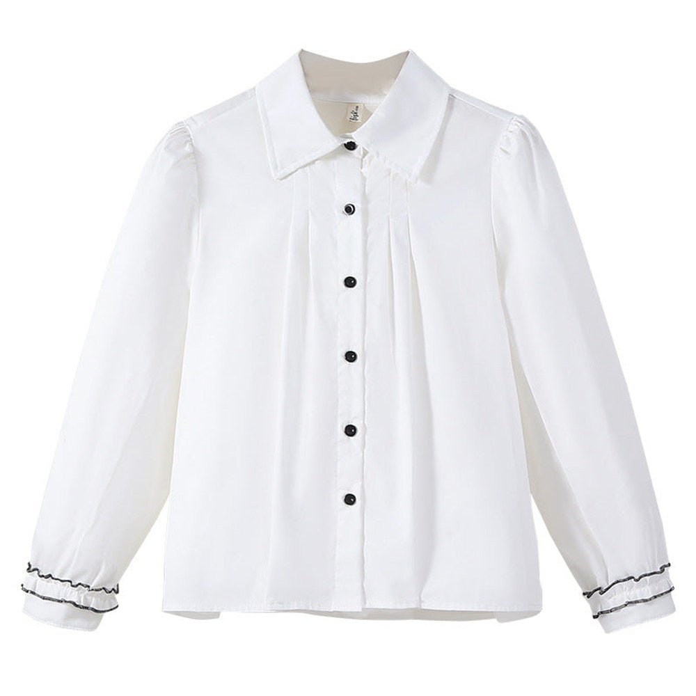 MyKids-USA® Kids Girls Long Sleeves Casual Turn-down Collar Shirt