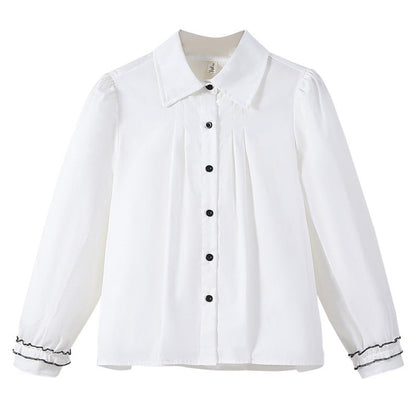 MyKids-USA® Kids Girls Long Sleeves Casual Turn-down Collar Shirt
