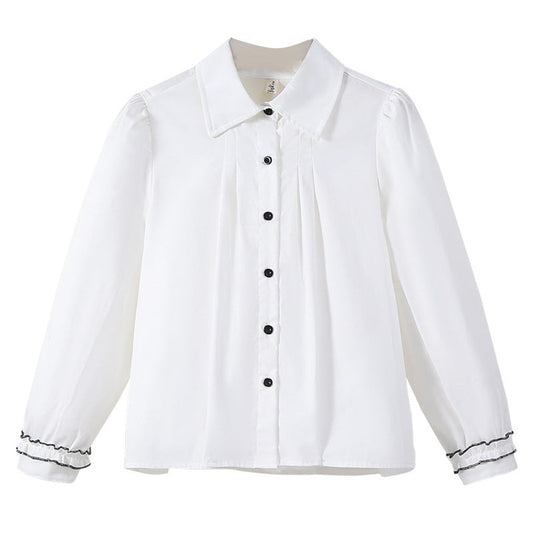 MyKids-USA® Kids Girls Long Sleeves Casual Turn-down Collar Shirt