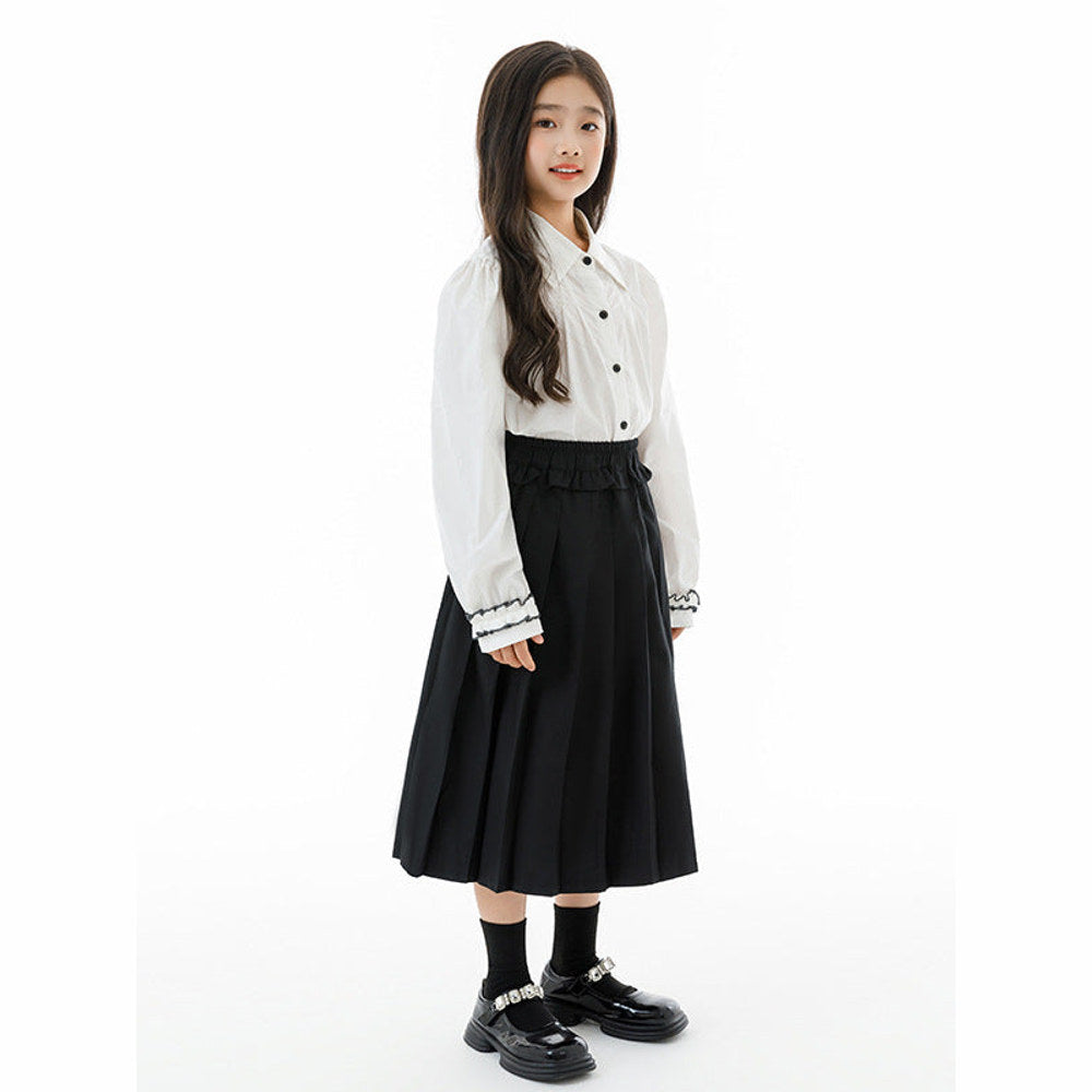 MyKids-USA® Kids Girls Long Sleeves Casual Turn-down Collar Shirt