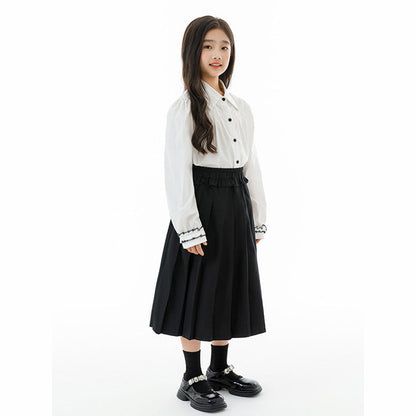 MyKids-USA® Kids Girls Long Sleeves Casual Turn-down Collar Shirt