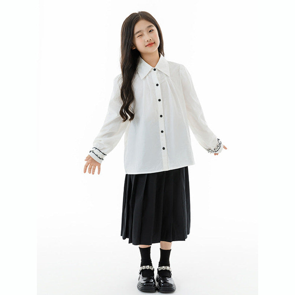 MyKids-USA® Kids Girls Long Sleeves Casual Turn-down Collar Shirt