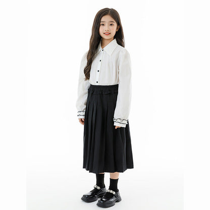 MyKids-USA® Kids Girls Long Sleeves Casual Turn-down Collar Shirt