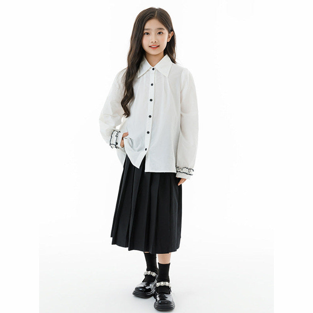 MyKids-USA® Kids Girls Long Sleeves Casual Turn-down Collar Shirt