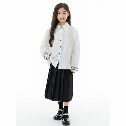 MyKids-USA® Kids Girls Long Sleeves Casual Turn-down Collar Shirt