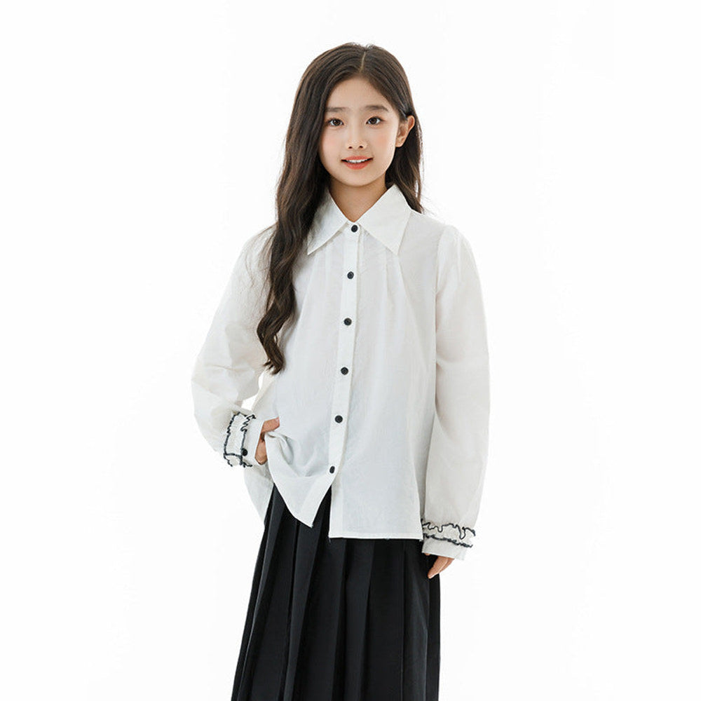 MyKids-USA® Kids Girls Long Sleeves Casual Turn-down Collar Shirt