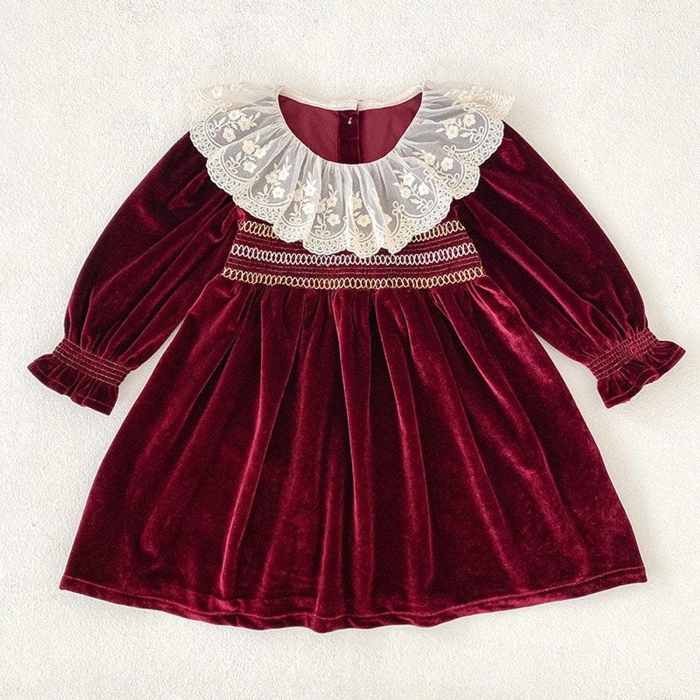 MyKids-USA® Baby Girls Lace Trim Collar Long-sleeved Bodysuit or Dress – Princess Sister Matching