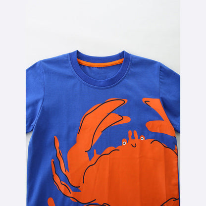 MyKids-USA® Summer Arrival Boys’ Crab Pattern Short Sleeves T-shirt in European and American Style