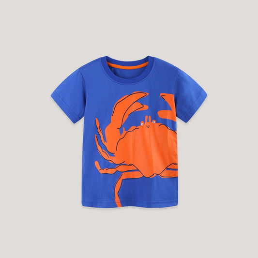 MyKids-USA® Boys’ Crab Pattern Short Sleeves T-shirt in European and American Style