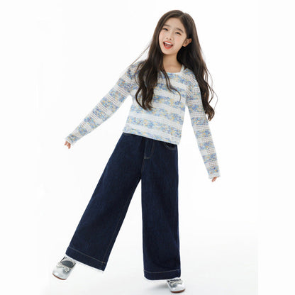 MyKids-USA® Arrival Autumn Kids Girls Long Sleeves Striped Pattern Top and Plain Vest Clothing Set