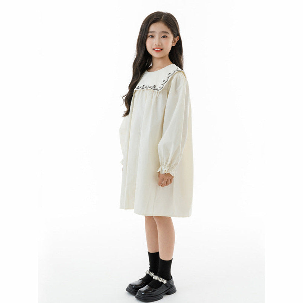 MyKids-USA® Arrival Autumn Kids Girls Long Sleeves Embroidery Dress and Black Beaded Vest Clothing Set