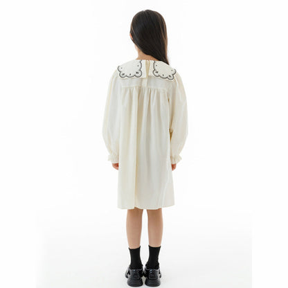 MyKids-USA® Arrival Autumn Kids Girls Long Sleeves Embroidery Dress and Black Beaded Vest Clothing Set