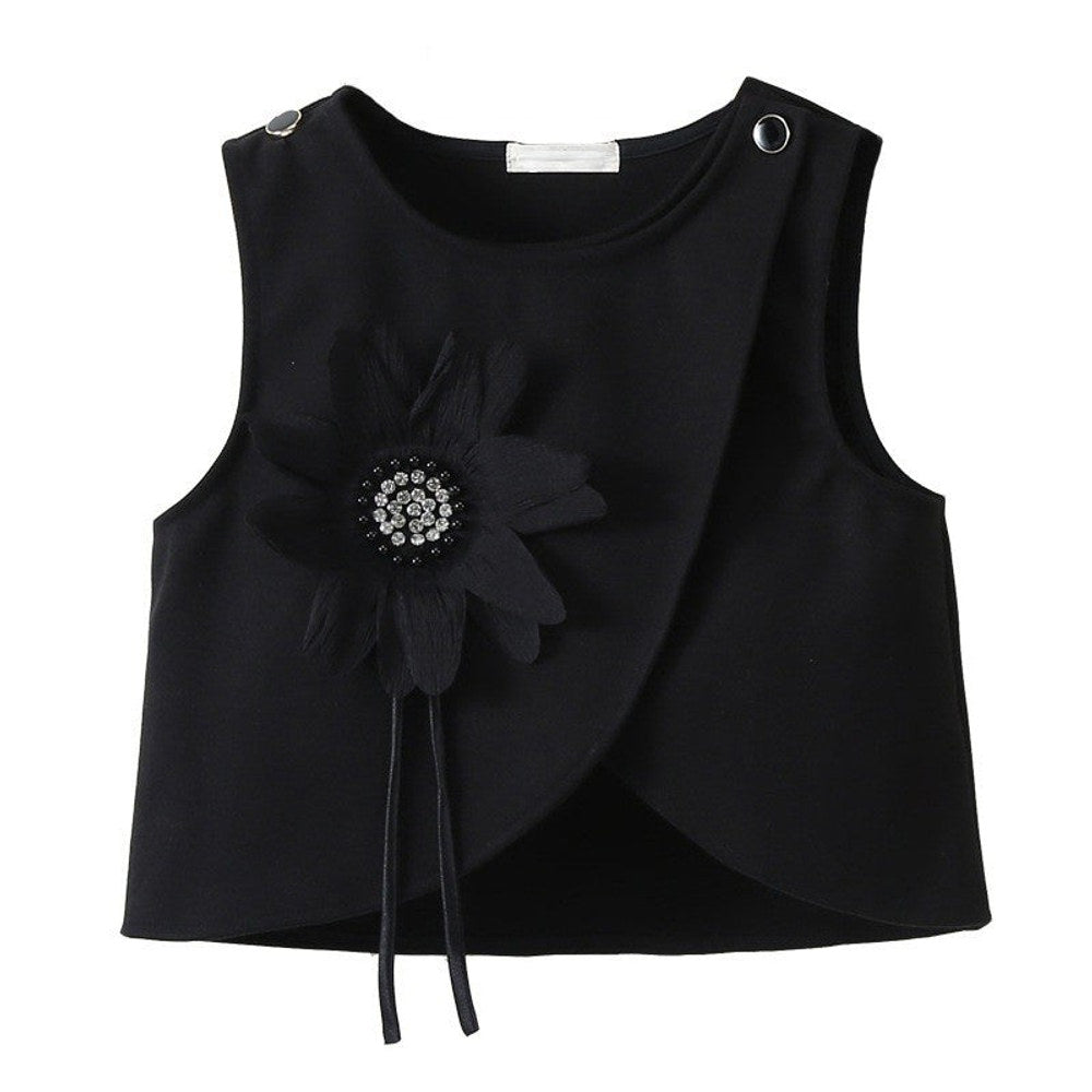 MyKids-USA® Arrival Autumn Kids Girls Long Sleeves Embroidery Dress and Black Beaded Vest Clothing Set