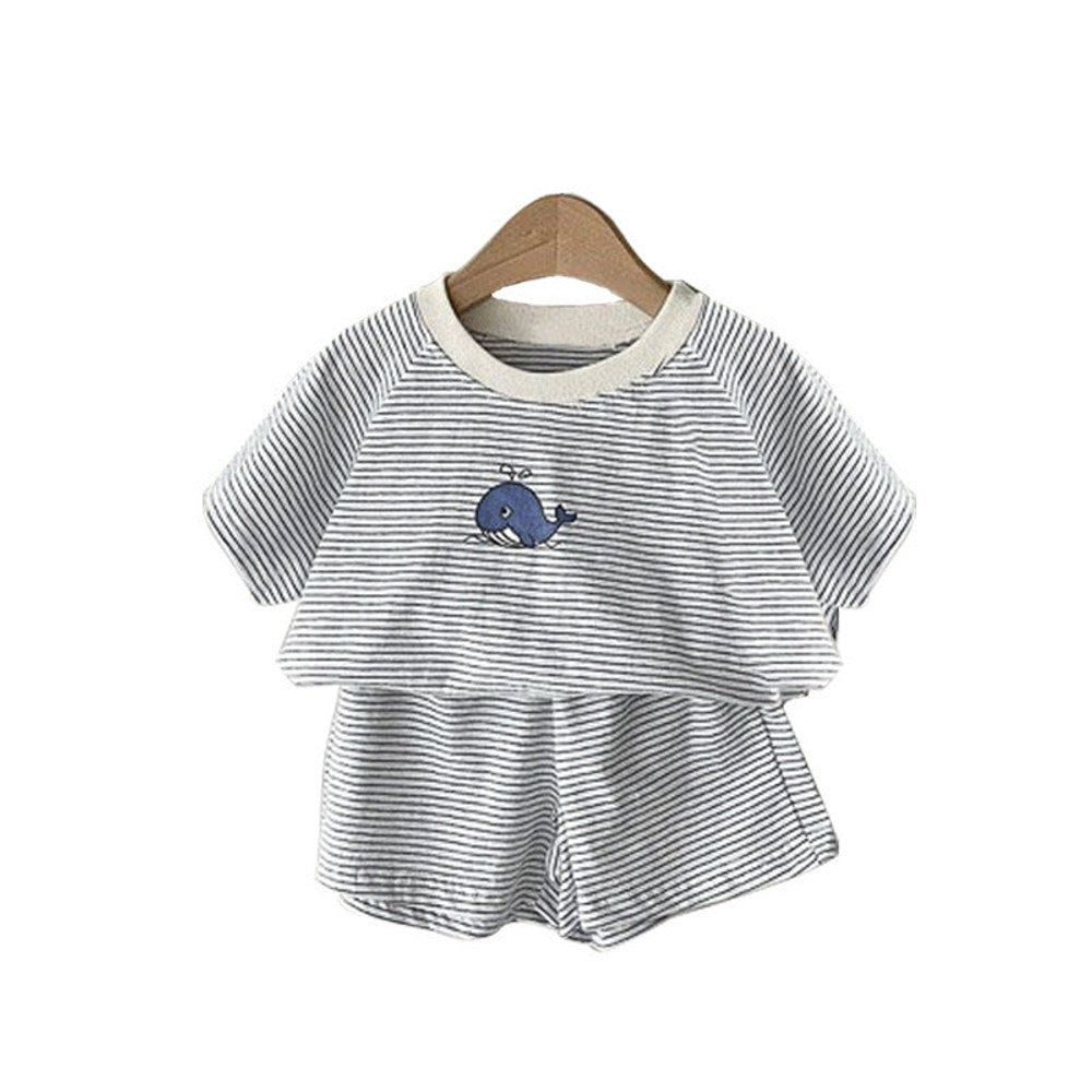 MyKids-USA® Arrival Summer Baby Kids Short Sleeves Striped T-shirt and Shorts Clothing Set