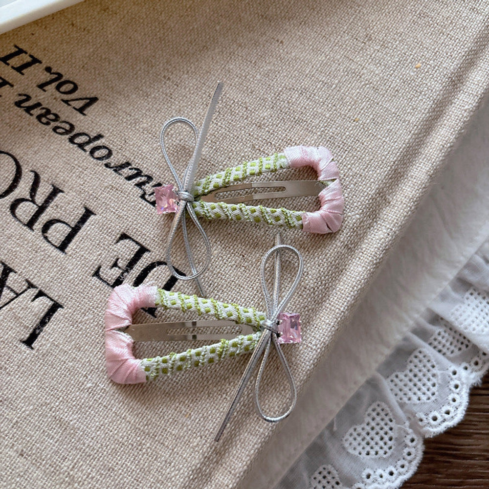 MyKids-USA® Collection of Handmade Fabric Wrapped Triangle Hollow Hair Clips