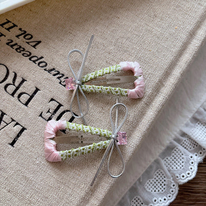 MyKids-USA® Collection of Handmade Fabric Wrapped Triangle Hollow Hair Clips