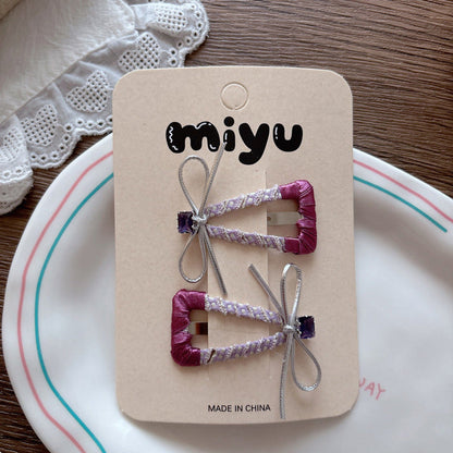 MyKids-USA® Collection of Handmade Fabric Wrapped Triangle Hollow Hair Clips