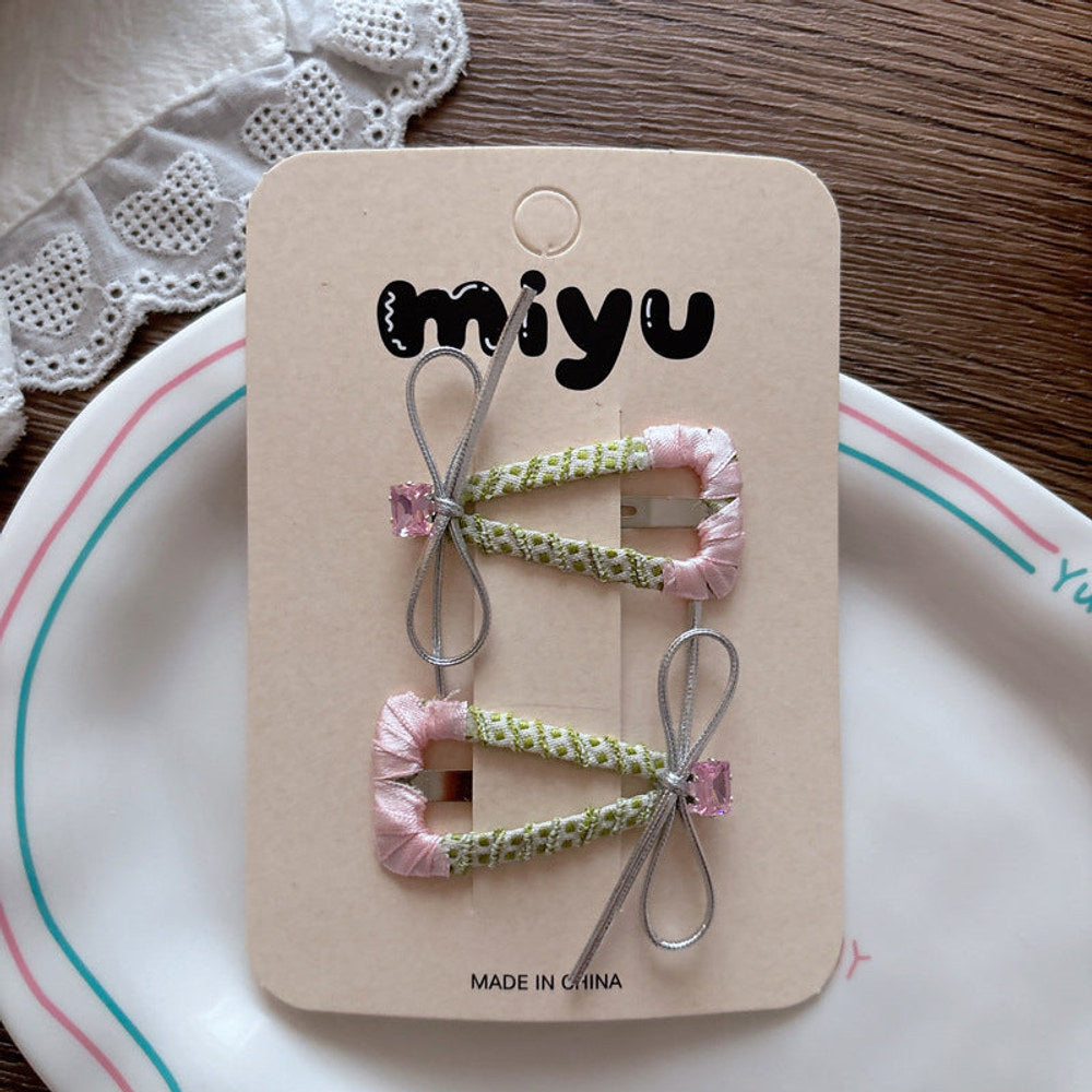MyKids-USA® Collection of Handmade Fabric Wrapped Triangle Hollow Hair Clips
