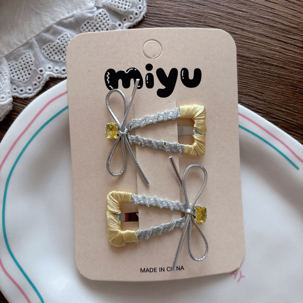 MyKids-USA® Collection of Handmade Fabric Wrapped Triangle Hollow Hair Clips