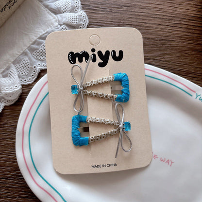 MyKids-USA® Collection of Handmade Fabric Wrapped Triangle Hollow Hair Clips
