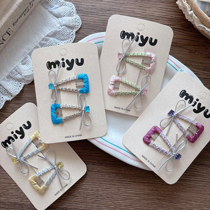 MyKids-USA® Collection of Handmade Fabric Wrapped Triangle Hollow Hair Clips