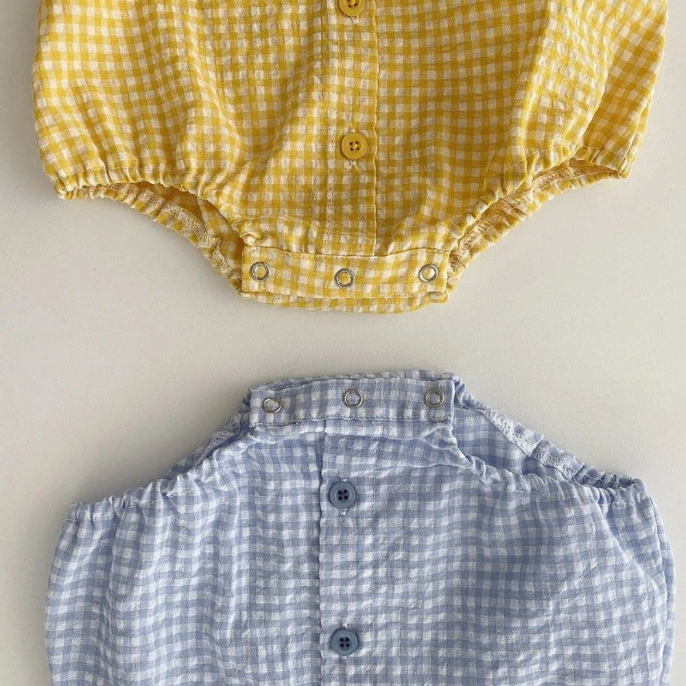 MyKids-USA® Summer Arrival Baby Unisex Short Sleeves Casual Plaid Pattern Bodysuit