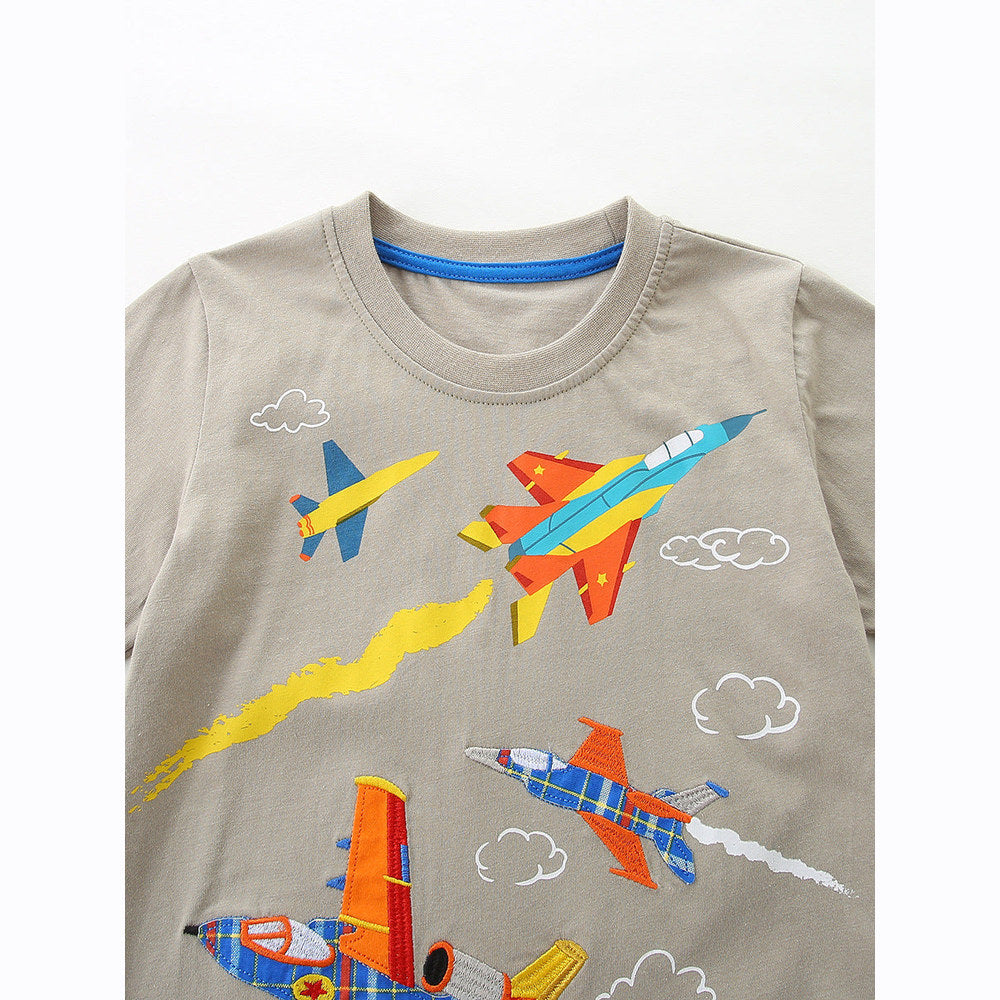 MyKids-USA® Arrival Summer Baby Kids Boys Short Sleeves Cartoon Pattern T-shirt and Plaid Shorts Clothing Set