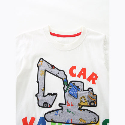 MyKids-USA® Arrival Summer Baby Kids Boys Short Sleeves Cartoon Pattern T-shirt and Shorts Clothing Set