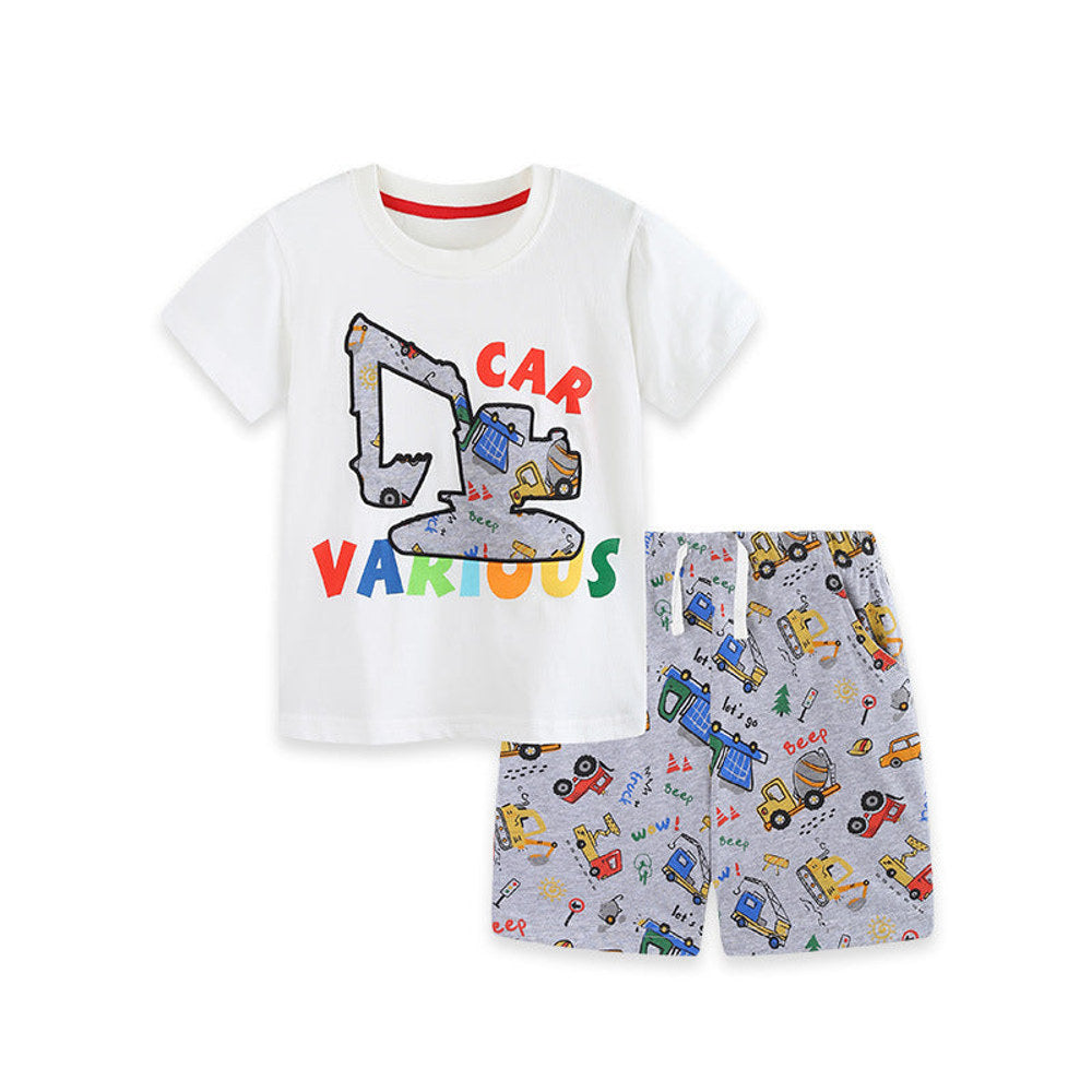 MyKids-USA® Arrival Summer Baby Kids Boys Short Sleeves Cartoon Pattern T-shirt and Shorts Clothing Set