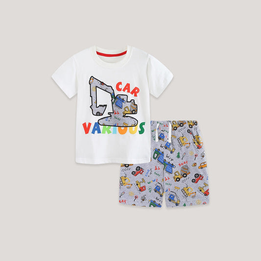 MyKids-USA® Baby Kids Boys Short Sleeves Cartoon Pattern T-shirt and Shorts Clothing Set