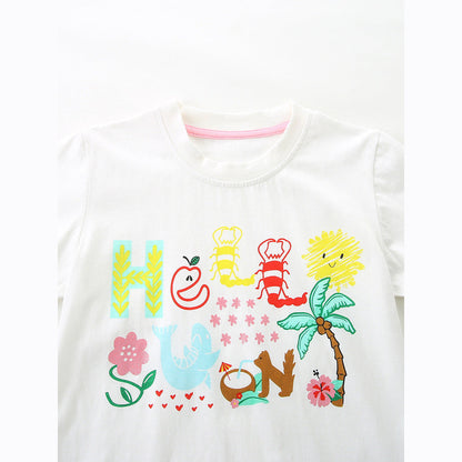 MyKids-USA® Arrival Summer Baby Kids Girls Short Sleeves Letters Pattern T-shirt and Plaid Shorts Clothing Set