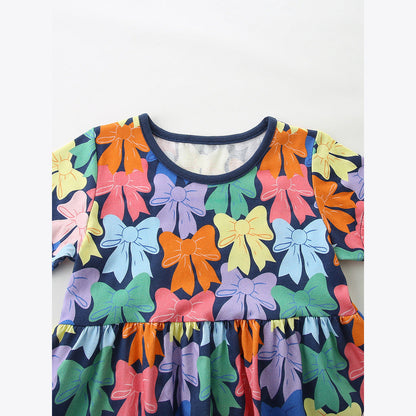 MyKids-USA® Summer Hot Selling Cute Butterfly-bows Pattern Short Sleeves Dress for Stylish Girls